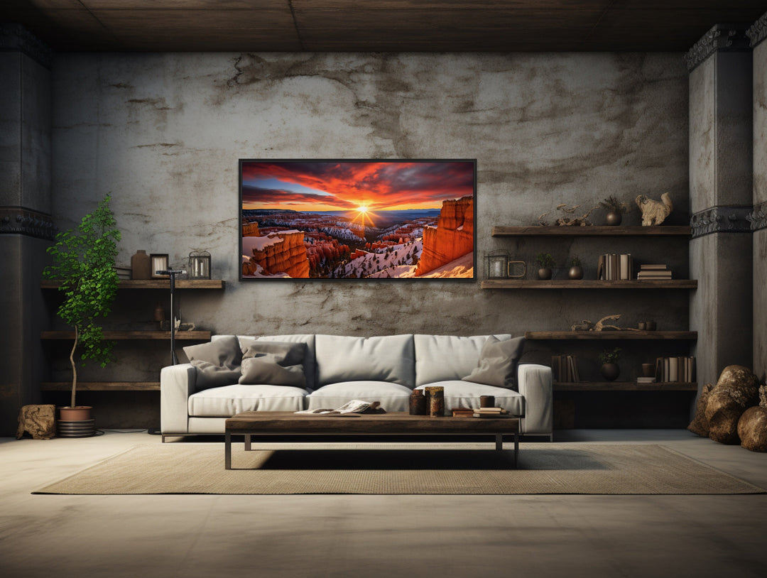 Bryce Canyon Sunset Photo Landscape Wall Art in man cave