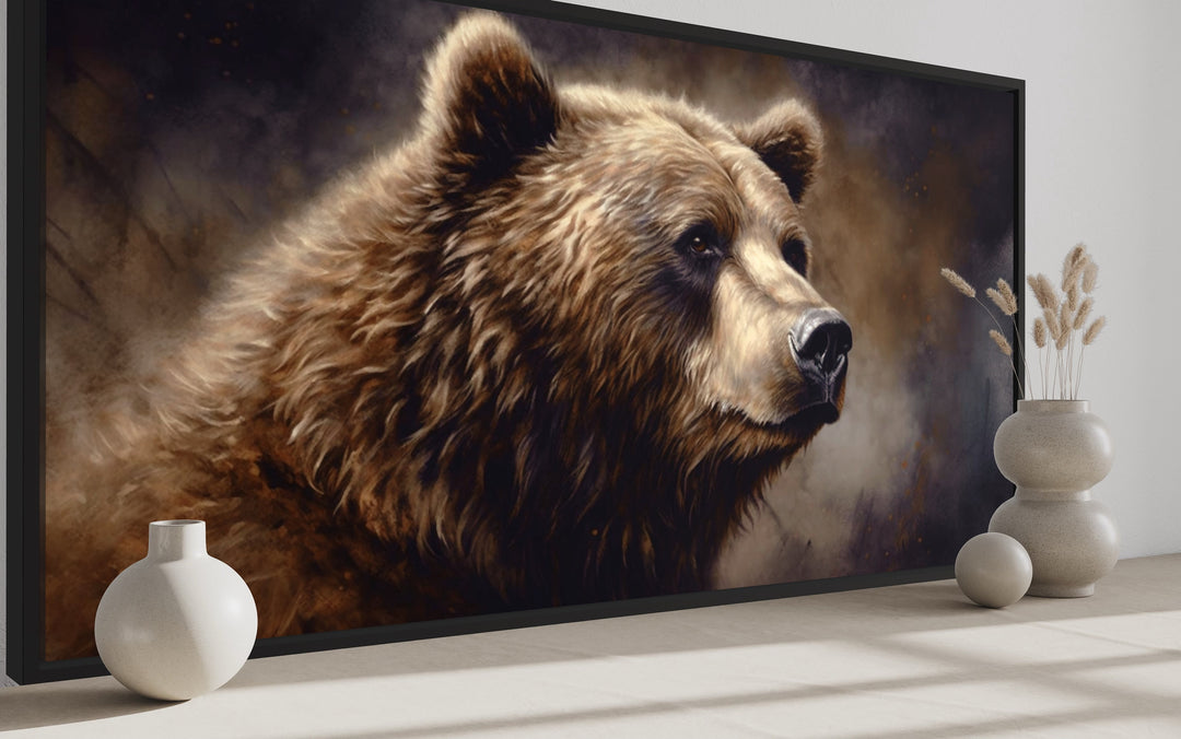 Grizzly Bear Framed Canvas Wall Art side view