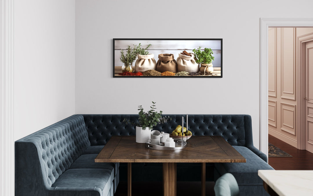 Spices And Herbs Long Horizontal Wall art in dining room