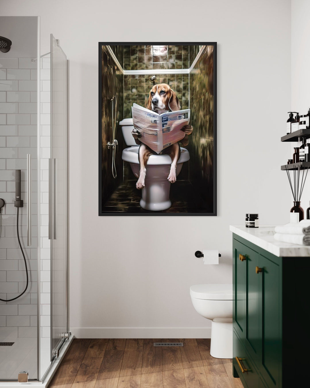 Beagle On The Toilet Reading Newspaper Wall Art