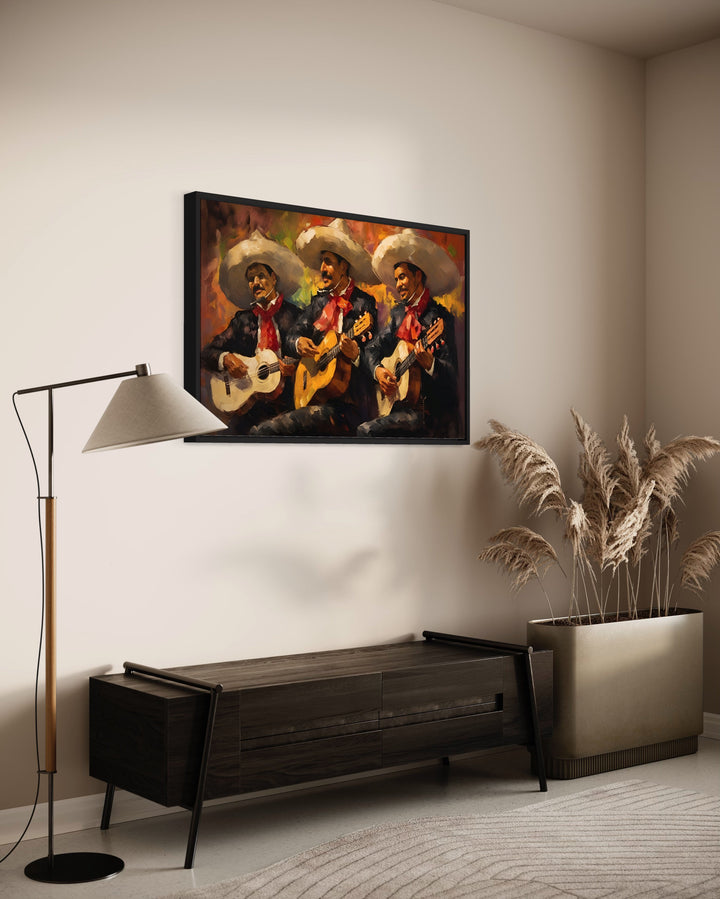 Mariachi Band Mexican Framed Canvas Wall Art