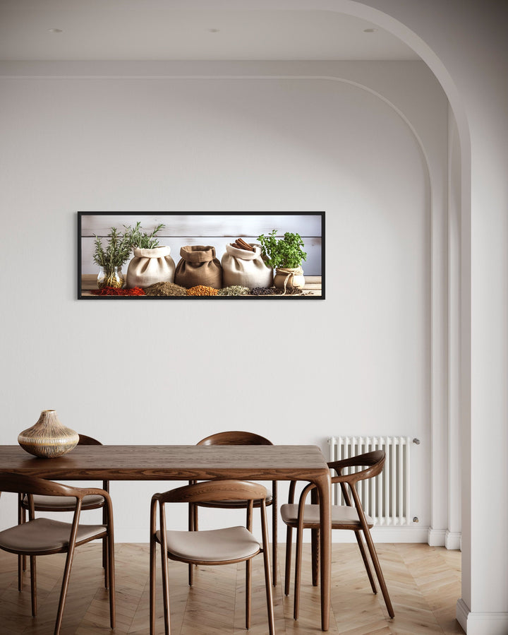 Spices And Herbs Long Horizontal Wall art in dining room