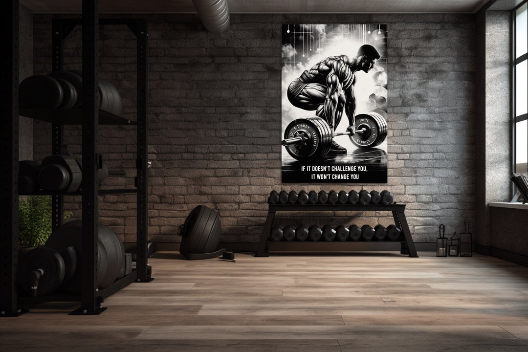Man Doing Deadlift Gym Canvas Wall Art in home gym