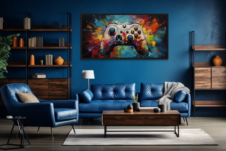 Colorful Graffiti Style Game Controller Game Room Framed Canvas Wall Art
