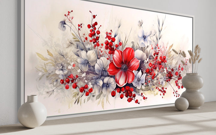 Beautiful Red Wildflowers Wall Art side view