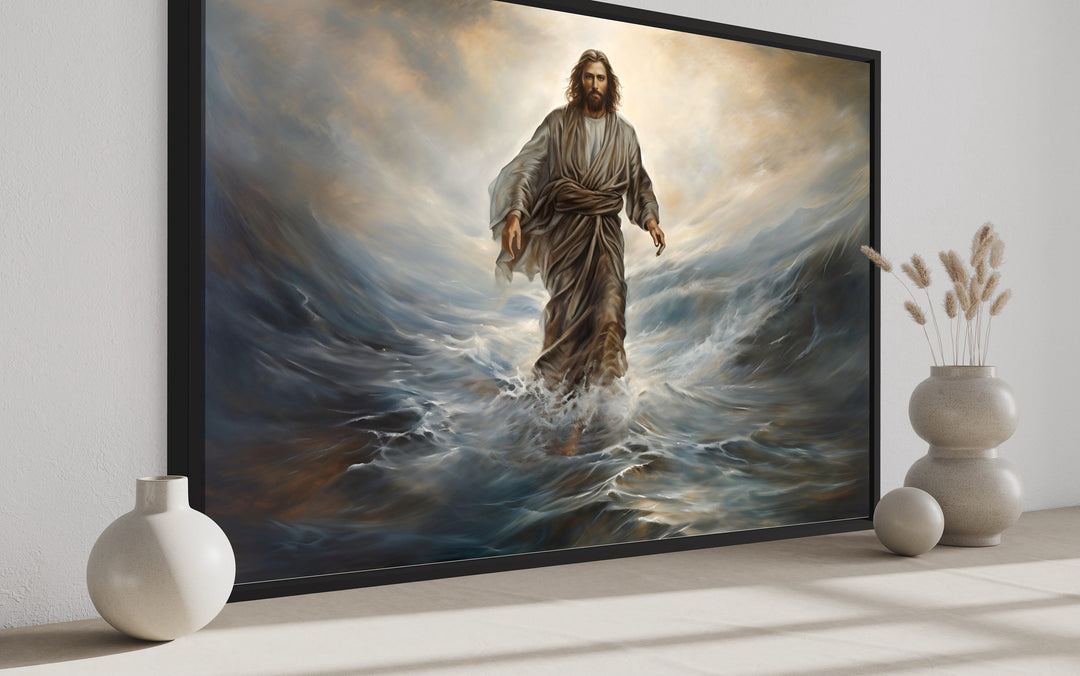Jesus Walking On Water Modern Christian Wall Art side view