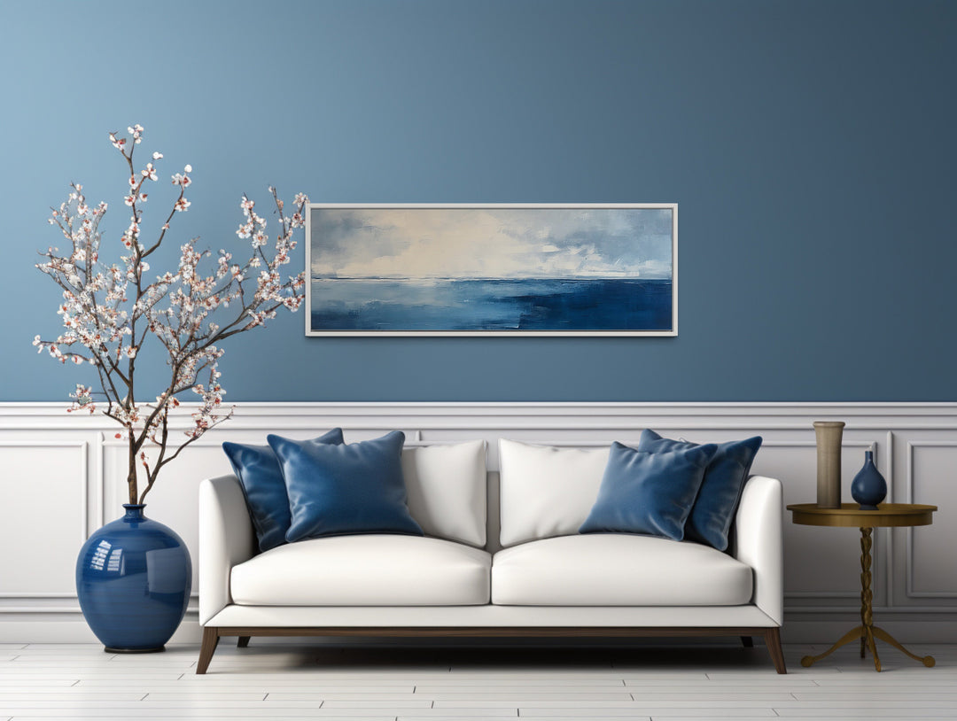 minimalist navy grey coastal art,