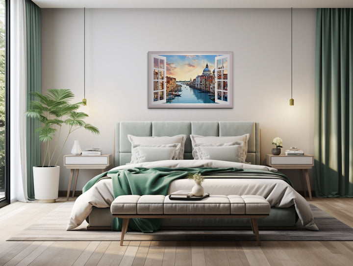 Venice Italy Grand Canal Fake Window Wall Art above bed