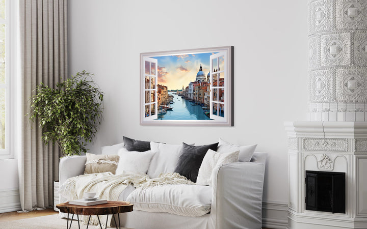 Venice Italy Grand Canal Fake Window Wall Art in living room