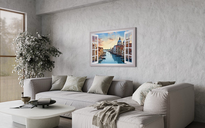 Venice Italy Grand Canal Fake Window Wall Art in living room