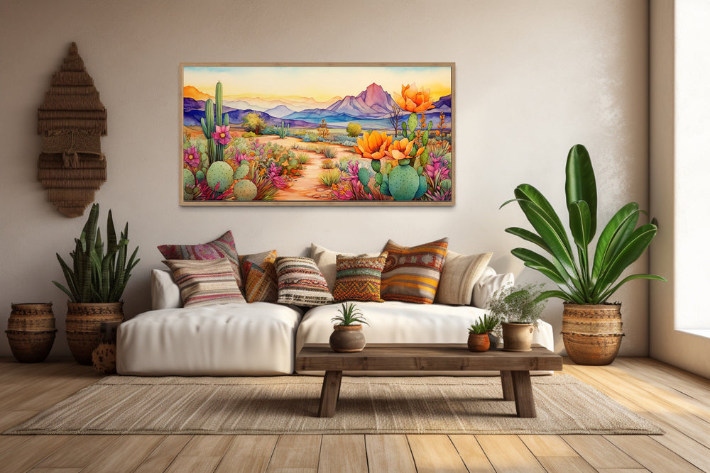 Colorful Arizona Desert Southwestern Wall Art in neutral room