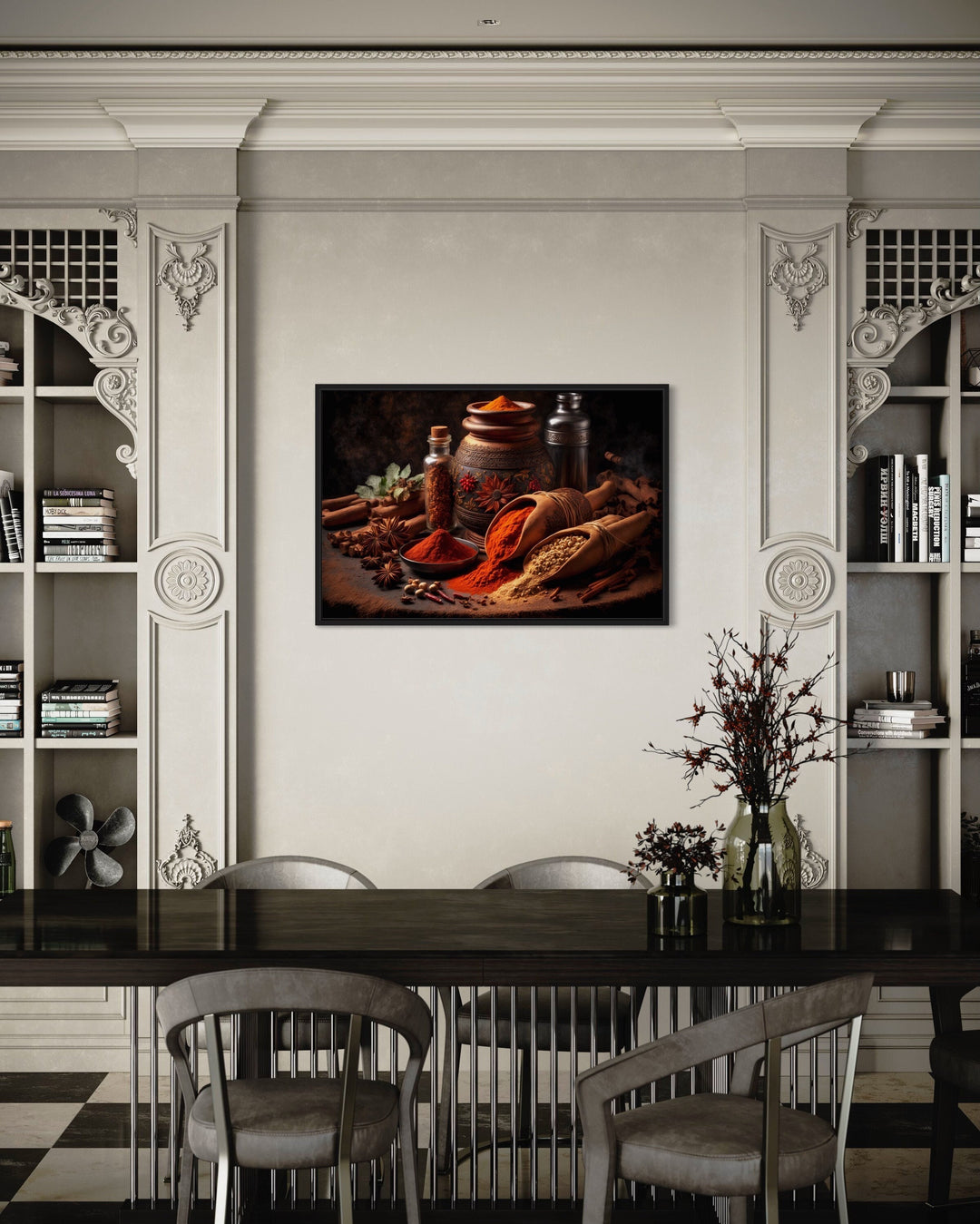Indian Spices And Herbs Framed Kitchen Wall Art