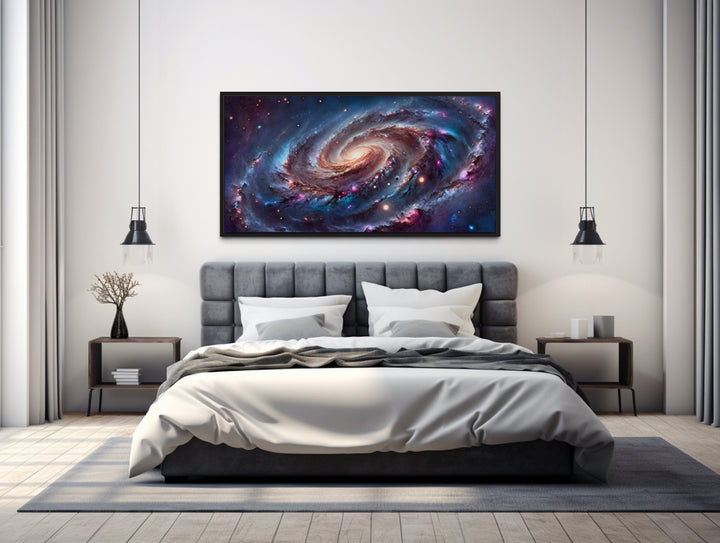 Galaxy Universe Space Sci Fi Extra Large Framed Canvas Wall Art above bed