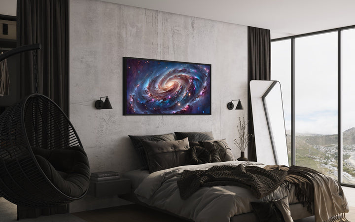 Galaxy Universe Space Sci Fi Extra Large Framed Canvas Wall Art above bed