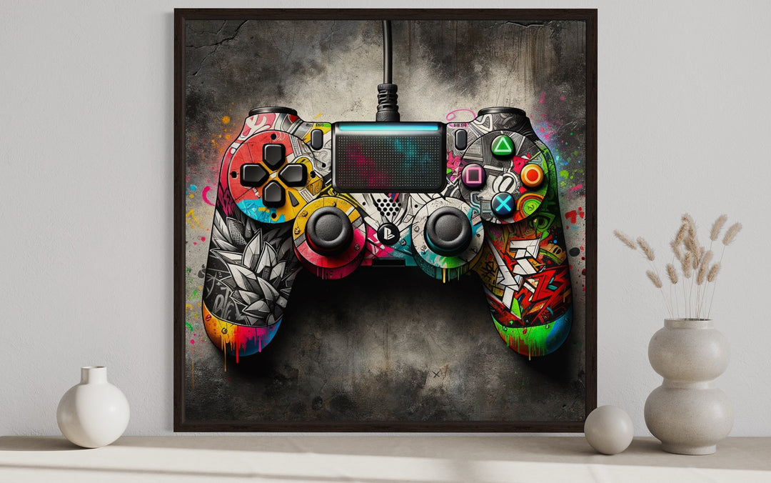 Graffiti Style Game Controller For Game Room Decor close up