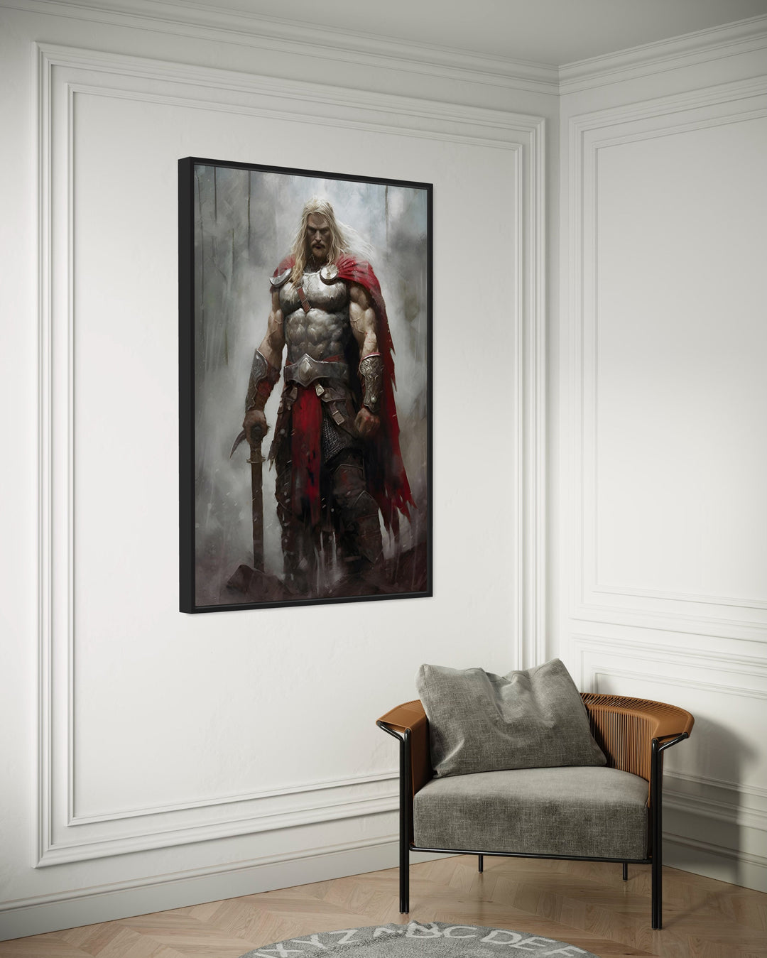 Thor Norse God of Thunder Framed Canvas Wall Art side view