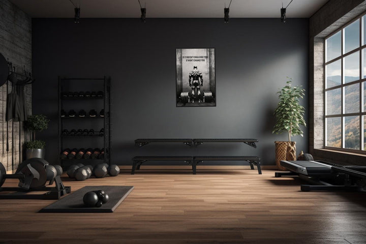 Man With Barbell Motivational Fitness Wall Art in home gym