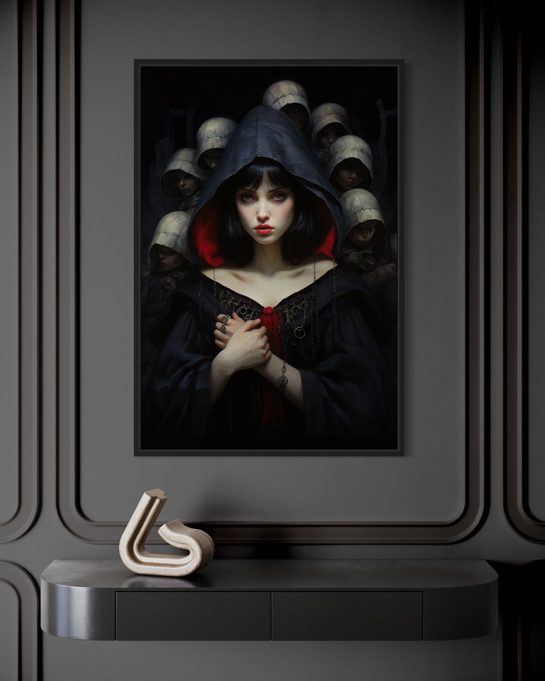 Gothic Snow White And Seven Dwarfs Framed Canvas Wall Art close up