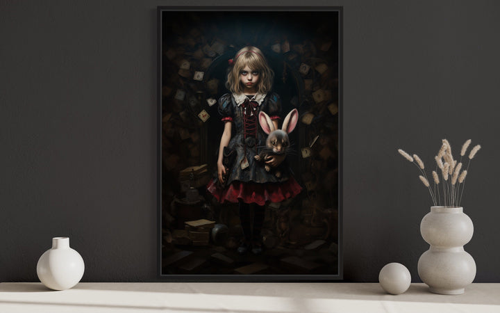 Gothic Alice In Wonderland Framed Canvas Wall Art close up