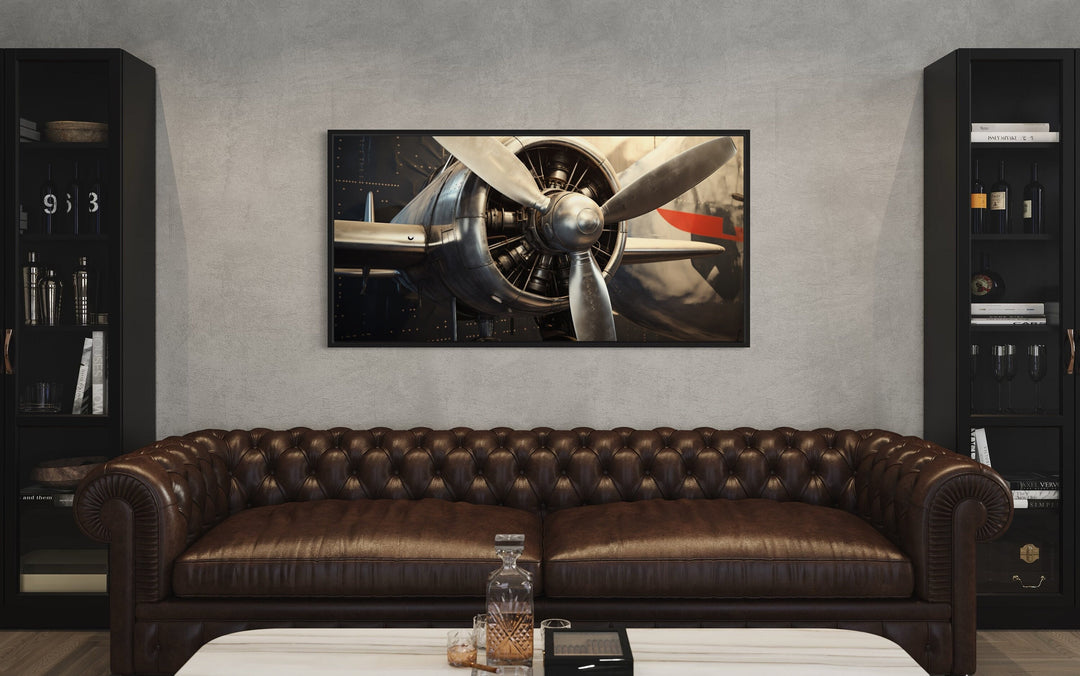 Vintage Airplane Propeller Framed Canvas Wall Art