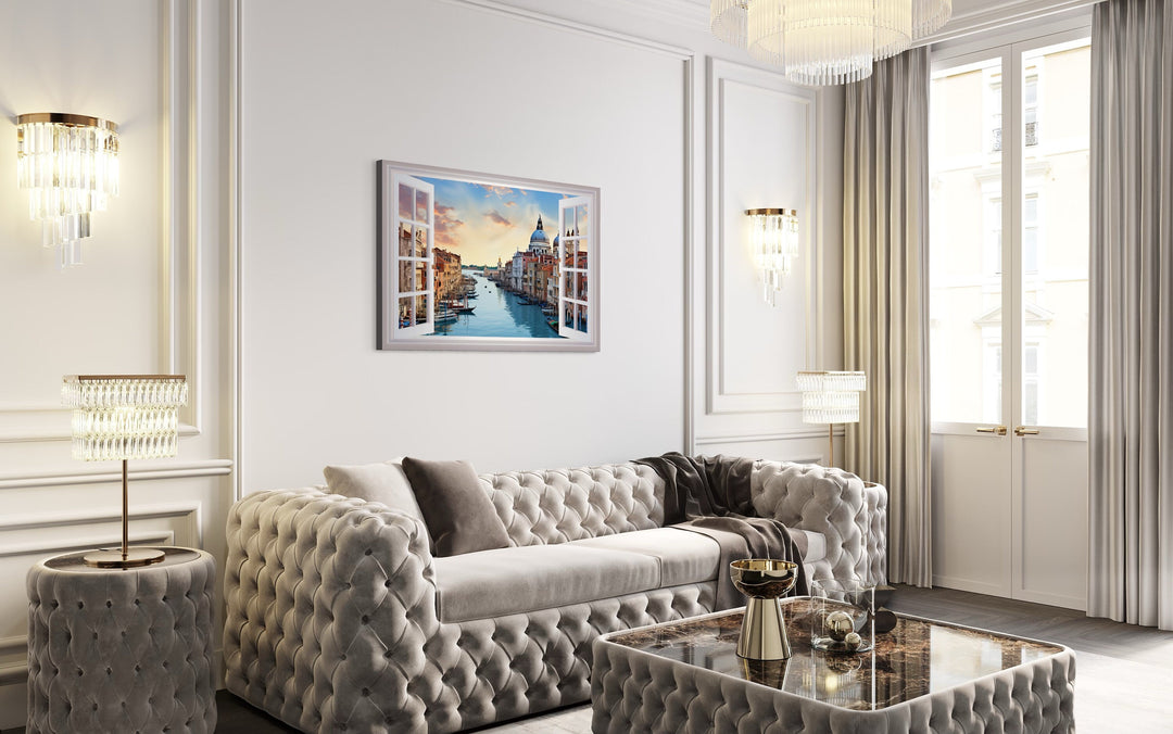 Venice Italy Grand Canal Fake Window Wall Art in living room