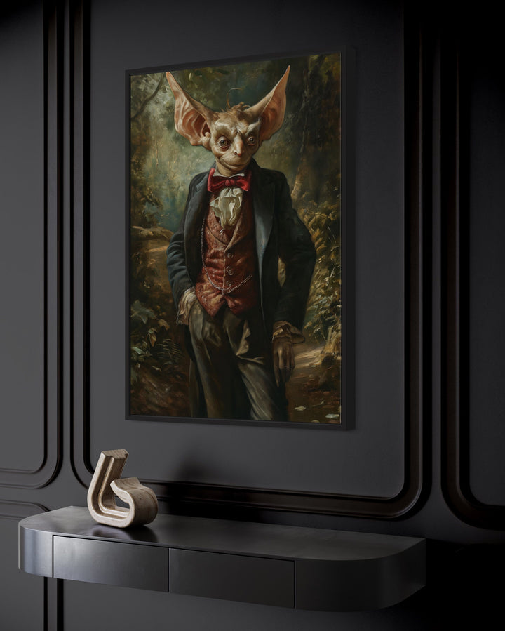 Goblin In Suit Gothic Framed Canvas Wall Art side view