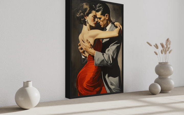 Couple Dancing Latin Dance Framed Canvas Wall Art side view