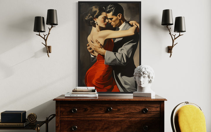 Couple Dancing Latin Dance Framed Canvas Wall Art close up