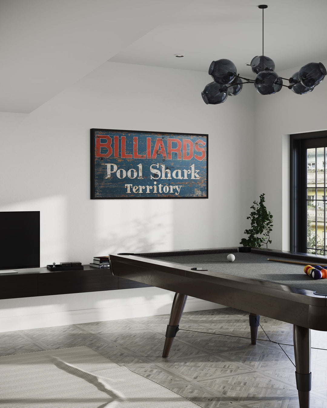 Pool Shark Territory Vintage Sign Retro Wall Art in billiards room
