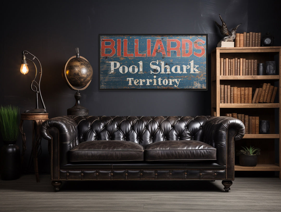 Pool Shark Territory Vintage Sign Retro Billiards Room Wall Art