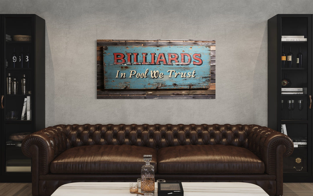 Billiards Room Decor In Pool We Trust Vintage Sign Canvas Wall Art