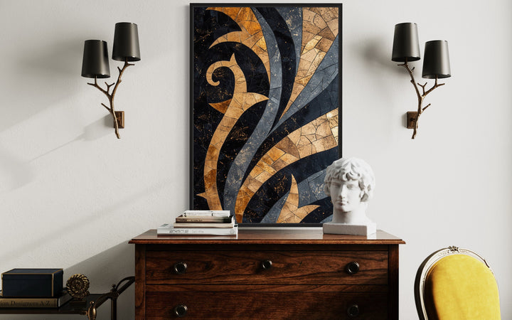 Black Gold Art Nouveau Luxury Framed Canvas Wall Art close up