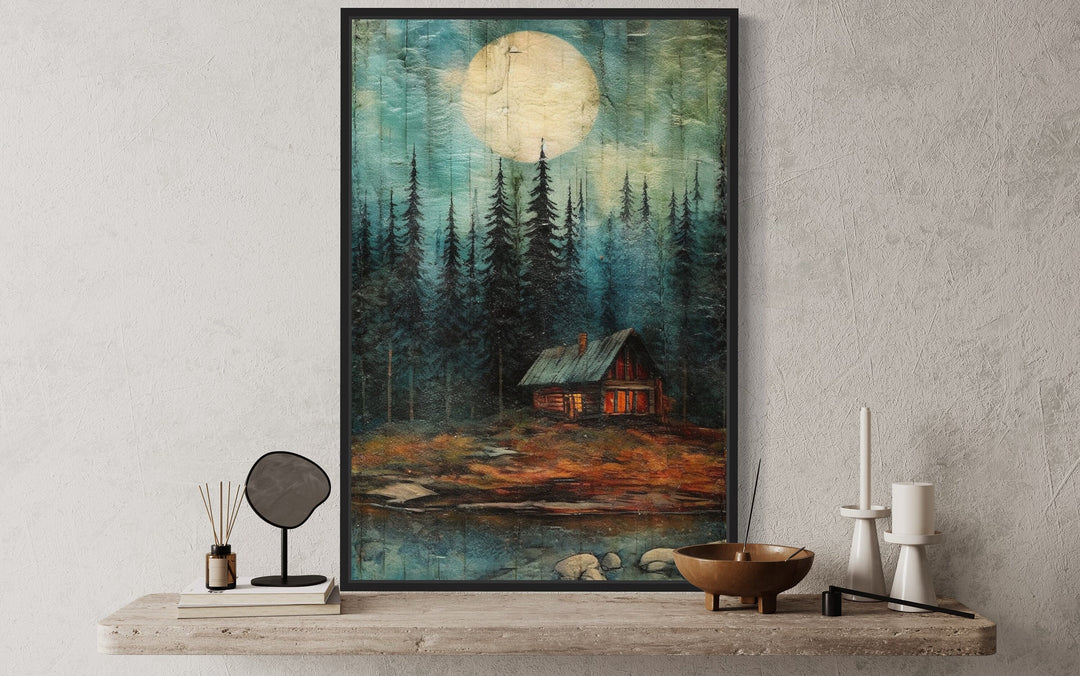 Cabin In The Woods Framed Canvas Wall Art