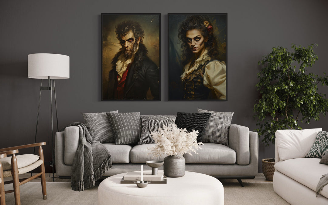 Gothic Zombie Couple Set Of 2 Romantic Halloween Wall Decor