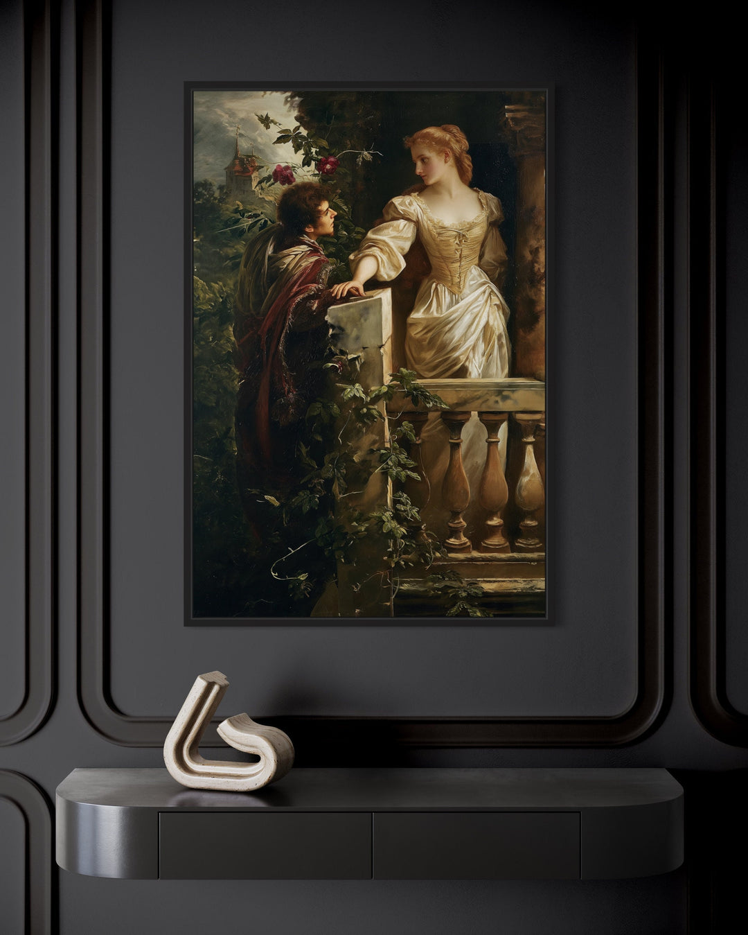 Romeo And Juliet Balcony Scene Vintage Dark Academia Wall Art