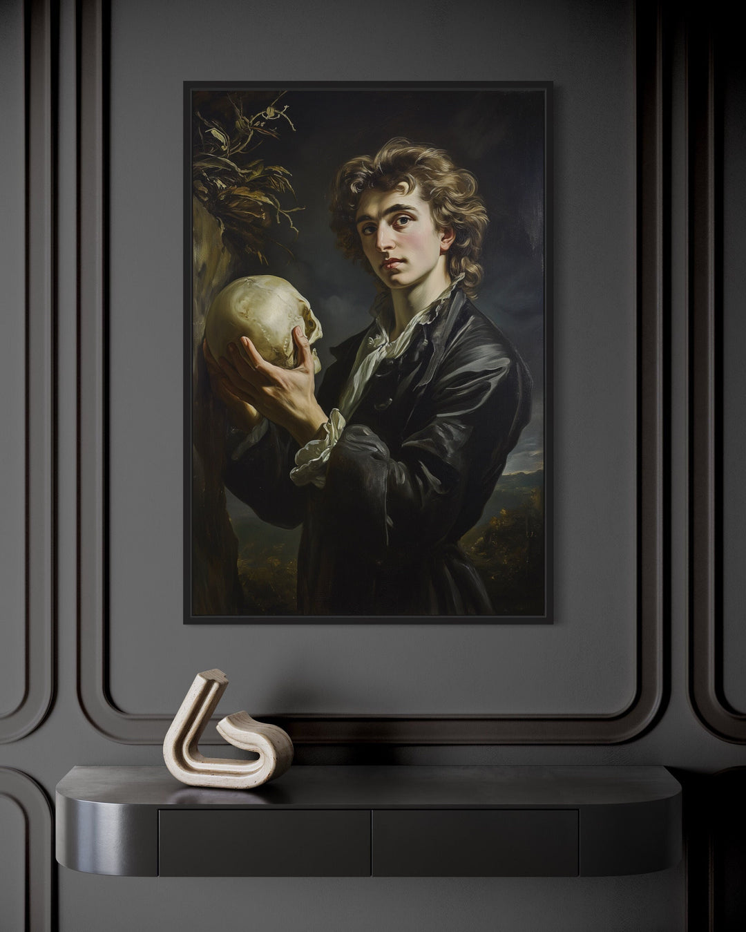 Hamlet And Skull Vintage Shakespear Poetry Painting Canvas Wall Art