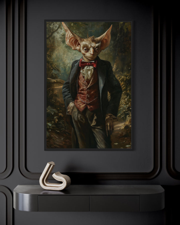 Goblin In Suit Gothic Framed Canvas Wall Art