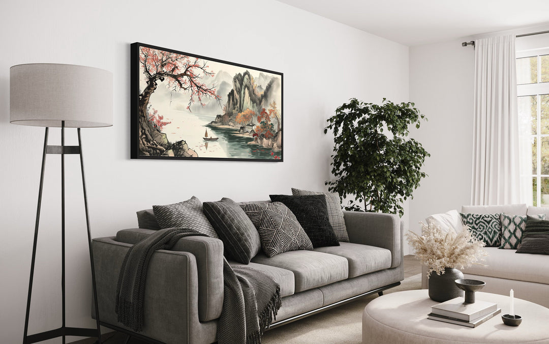 Traditional Chinese Landscape Shan Shui Hua Canvas Wall Art in living room