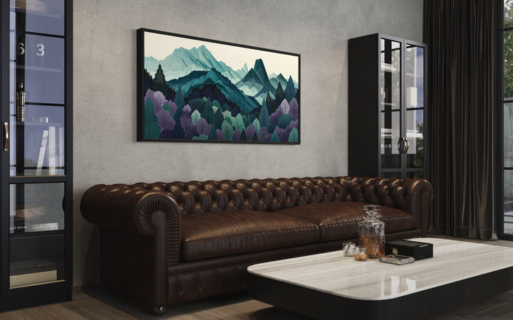Mid Century Modern Landscape Mountain Forest Canvas Wall Art side view