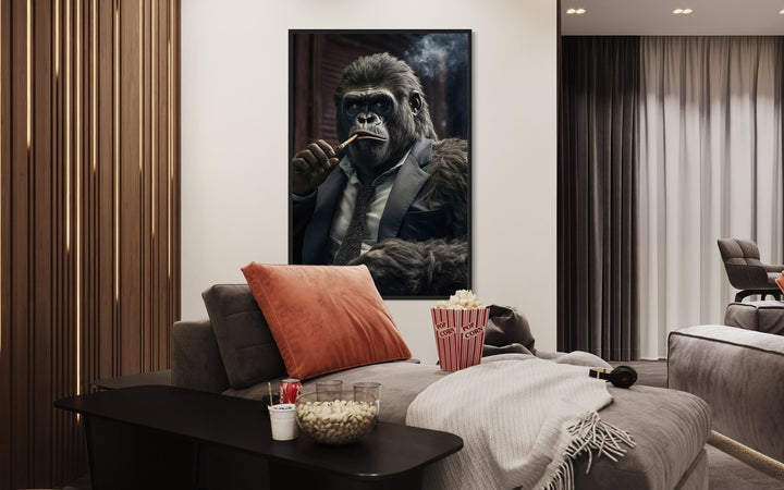 Gangster Gorilla Smoking Cigar painting in man cave