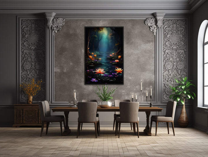 Magical Fantasy Forest Moody Framed Canvas Wall Art