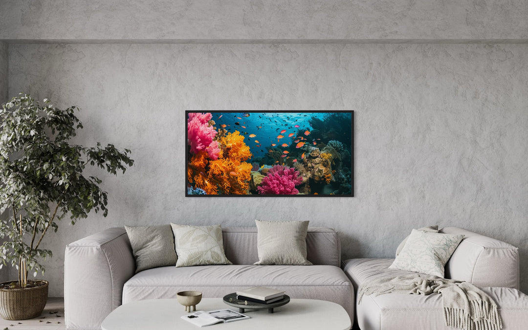 Underwater Coral Reef And Fish Photography Style Wall Art