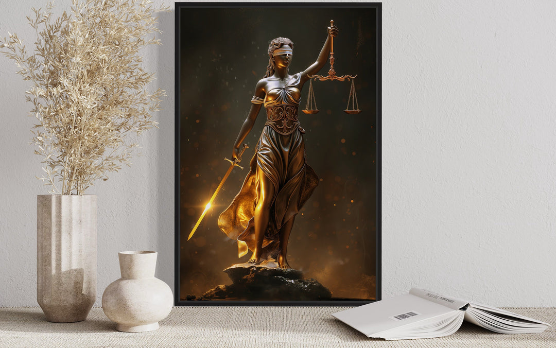 Lady Justice Law Office Framed Canvas Wall Art close up