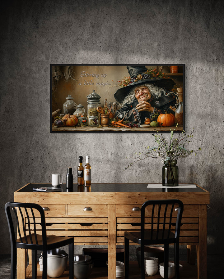 Kitchen Witch Framed Canvas Wall Decor