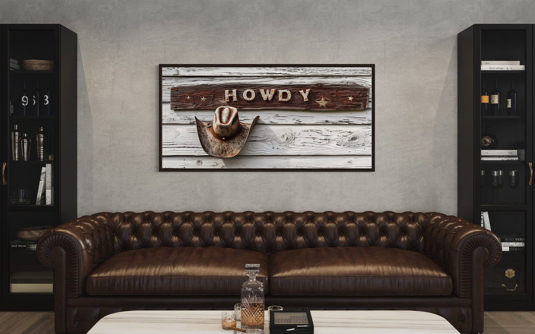 Howdy Sign Vintage Rustic Cowboy Southwestern Canvas Wall Art