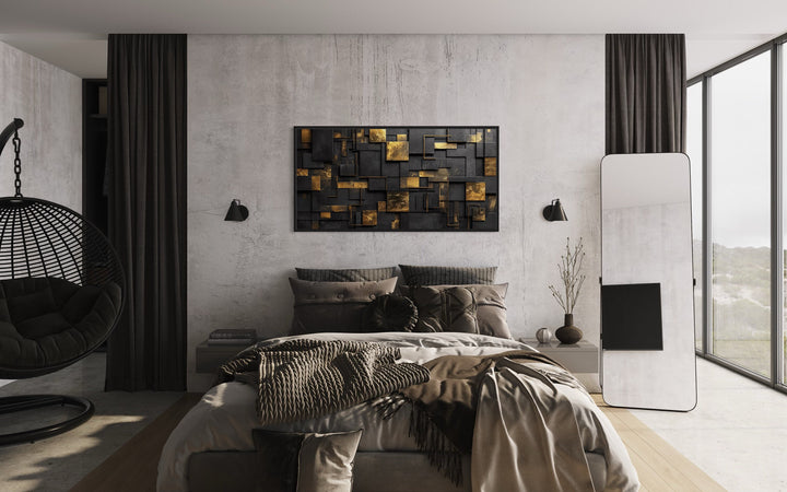 Black Gold Abstract Geometric Wall Art