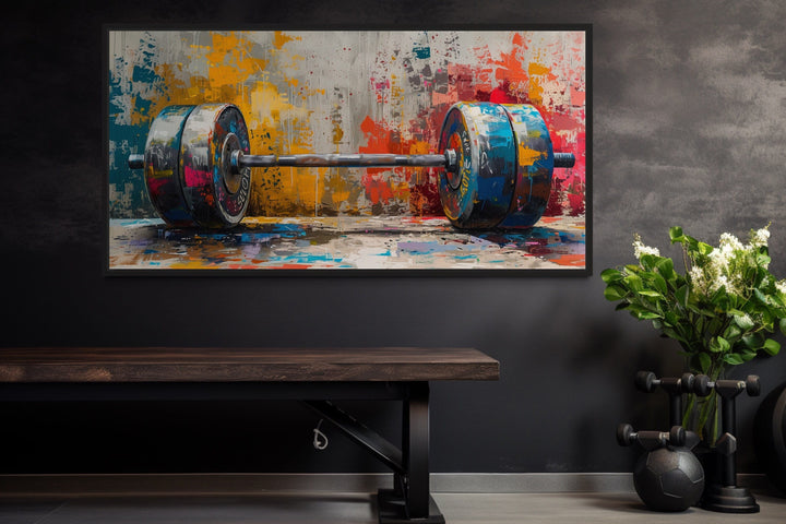 Graffiti Barbell Painting Motivational Bodybuilding Home Gym Decor