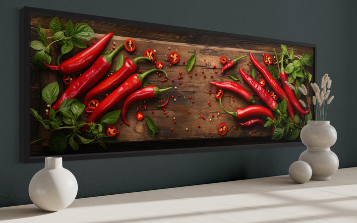 Chilli Pepper Sliced On Wooden Board Wall Art