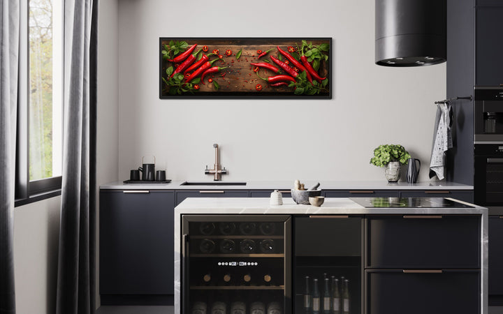 Chilli Peppers Kitchen Wall Art in the kitchen