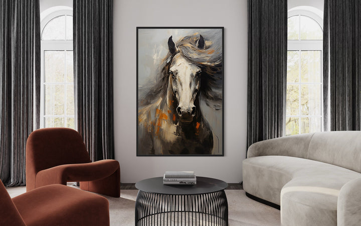 Brown Abstract Horse Framed Canvas Wall Art